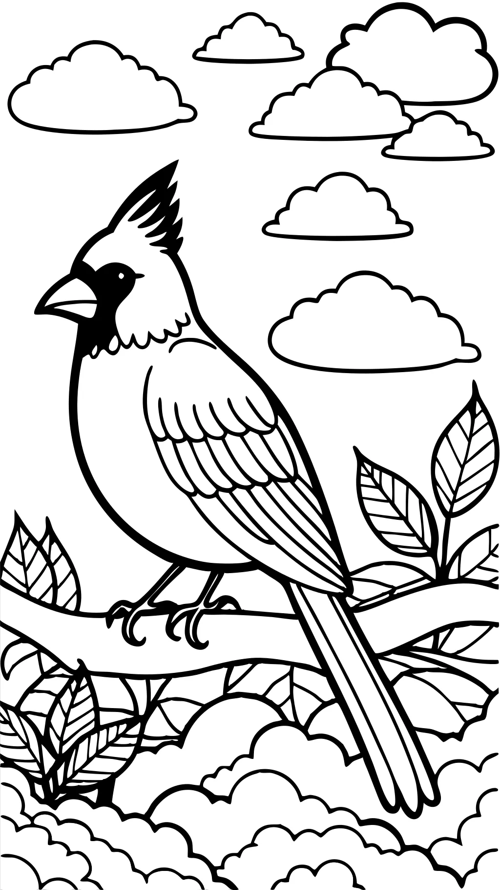 coloring page of a cardinal